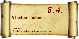 Blocher Ambos névjegykártya